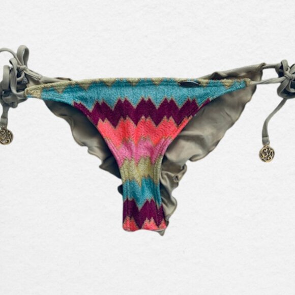 Luli Fama "La Fama" Wavey Ruched Back Brazilian Tie Side Bottom - Size: M - Picture 3 of 5